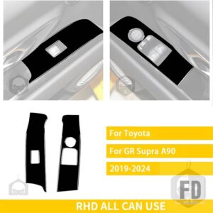 トヨタ GR スープラ A90 A91 MK5 2019-2024 カーアクセサリーカーボンインテリアウィンドウコントロールパネルトリムステッカー装飾 - Black plastic RHD