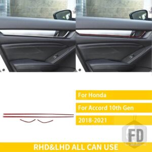 ホンダ アコード 10TH 世代 2018-21 アクセサリーカーボン車内フロントドアハンドルストリップステッカー装飾 - Red