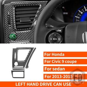 ホンダ シビック 9TH クーペ/セダン 2013-2015 アクセサリーカーボンインテリアエアアウトレットコンソールセットステッカー - 6