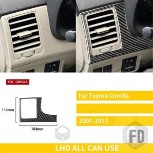 トヨタ カローラ 2007-13 アクセサリーカーボンインテリア運転席エアアウトレットトリムステッカー - Black LHD
