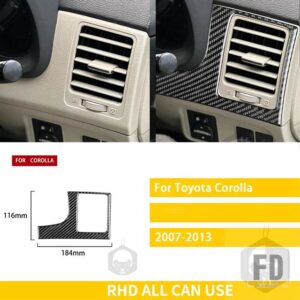 トヨタ カローラ 2007-13 アクセサリーカーボンインテリア運転席エアアウトレットトリムステッカー - Black - RHD
