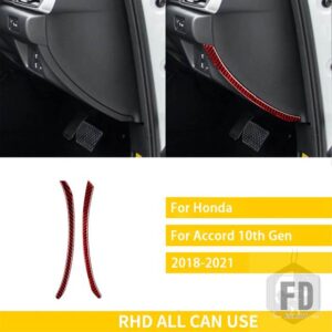 ホンダ アコード 10TH 世代 2018-21 アクセサリーカーボン車内計器パネルサイドストリップステッカー - Red RHD