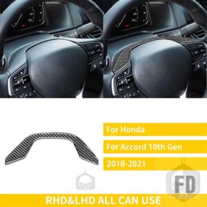 ホンダ アコード 10TH 世代 2018-21 アクセサリーカーボン車内ステアリングホイールトップトリムステッカー - Black