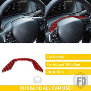 ホンダ アコード 10TH 世代 2018-21 アクセサリーカーボン車内ステアリングホイールトップトリムステッカー - Red