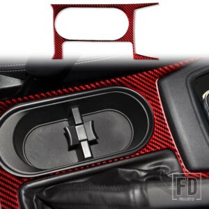 スバル フォレスター 2013-18 アクセサリーカーボンインテリア中央制御ギアトリムステッカー - Red RHD