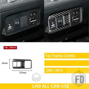 トヨタ カローラ 2007-13 アクセサリーカーボンインテリアヘッドライトスイッチパネルトリムステッカー - Black LHD