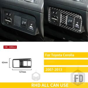 トヨタ カローラ 2007-13 アクセサリーカーボンインテリアヘッドライトスイッチパネルトリムステッカー - Black - RHD