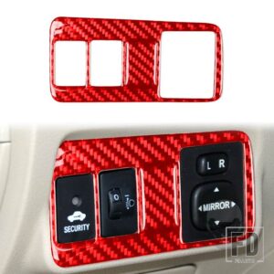 トヨタ カローラ 2007-13 アクセサリーカーボンインテリアヘッドライトスイッチパネルトリムステッカー - Red LHD