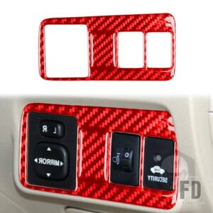 トヨタ カローラ 2007-13 アクセサリーカーボンインテリアヘッドライトスイッチパネルトリムステッカー - Red RHD