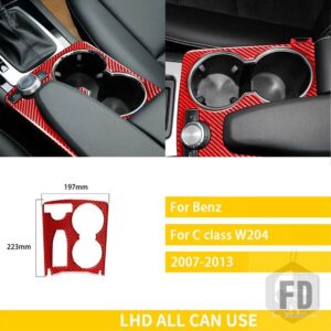 メルセデスベンツ Cクラス W204 2007 2008 2009 2010 2012 2013 アクセサリーカーボン車内カップホルダーパネルトリムステッカー - Red Carbon Fiber A