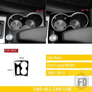 メルセデスベンツ Cクラス W204 2007 2008 2009 2010 2012 2013 アクセサリーカーボン車内カップホルダーパネルトリムステッカー - Black plastic A