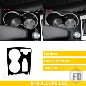メルセデスベンツ Cクラス W204 2007 2008 2009 2010 2012 2013 アクセサリーカーボン車内カップホルダーパネルトリムステッカー - Black plastic A6