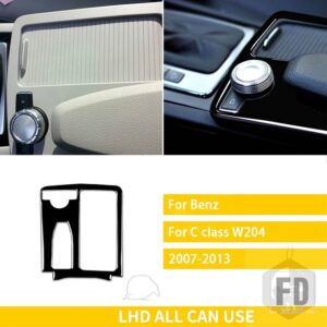 メルセデスベンツ Cクラス W204 2007 2008 2009 2010 2012 2013 アクセサリーカーボン車内カップホルダーパネルトリムステッカー - Black plastic B