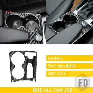 メルセデスベンツ Cクラス W204 2007 2008 2009 2010 2012 2013 アクセサリーカーボン車内カップホルダーパネルトリムステッカー - Black Carbon Fiber A2