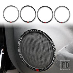 日産 エクストレイルローグ T32 2013-2021 アクセサリーカーボンインテリアドアホーンリングトリムステッカー装飾 - Black And Red