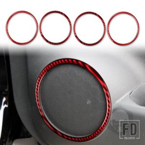 日産 エクストレイルローグ T32 2013-2021 アクセサリーカーボンインテリアドアホーンリングトリムステッカー装飾 - Red