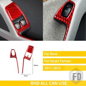 ベンツスマートフォーツー 451 クーペ 2011-2015 アクセサリーカーボンインテリア WINDOWS コントロールパネルトリムステッカー - B RHD red