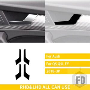 アウディ Q5 Q5L 年度 2018-2023 アクセサリーカーボンインテリア自動インナードアハンドルパネルトリムステッカー装飾 - Black plastic