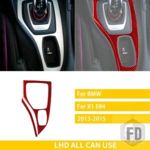BMW X1 E84 2013 2014 2015 アクセサリーカーボンインテリアギアサラウンドトリムステッカー装飾スタイリング - Red Carbon LHD