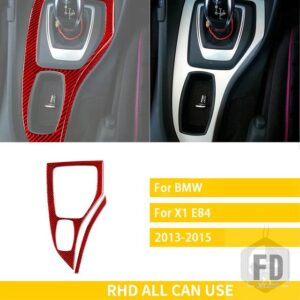 BMW X1 E84 2013 2014 2015 アクセサリーカーボンインテリアギアサラウンドトリムステッカー装飾スタイリング - Red Carbon RHD