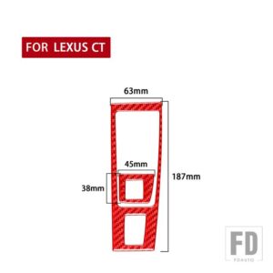 レクサス CT 200H 2011-17 アクセサリーカーボンインテリアシフトパネルトリムステッカー - Red RHD
