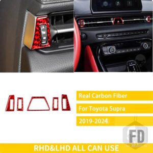 トヨタ GR スープラ A90 A91 MK5 2019-2024 アクセサリーカーボンインテリアセンターエアアウトレットトリムステッカー - Red Carbon