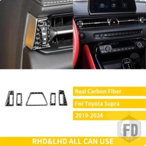 トヨタ GR スープラ A90 A91 MK5 2019-2024 アクセサリーカーボンインテリアセンターエアアウトレットトリムステッカー - Black Carbon