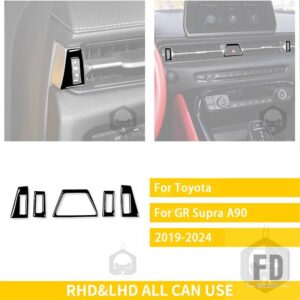 トヨタ GR スープラ A90 A91 MK5 2019-2024 アクセサリーカーボンインテリアセンターエアアウトレットトリムステッカー - Black plastic