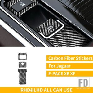 ジャガー F-PACE 2016-20 アクセサリーカーボン電子ハンドブレーキパーキングボタントリムステッカー - Black