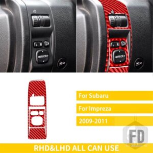 スバル インプレッサ 2009 2010 2011 アクセサリーカーボンインテリア薄ダーク光制御カバートリムステッカー装飾 - Red