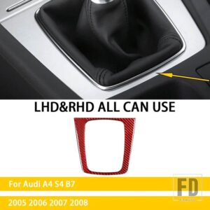 アウディ A4 S4 B7 2005 2006 2007 2008 アクセサリーカーボンインテリア自動マニュアルギアカバートリムステッカー装飾 - Red Carbon Manual