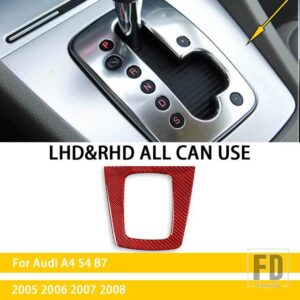 アウディ A4 S4 B7 2005 2006 2007 2008 アクセサリーカーボンインテリア自動マニュアルギアカバートリムステッカー装飾 - Red Carbon Auto