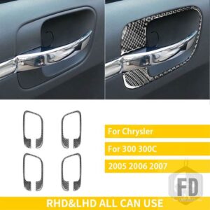 クライスラー 300 300C 2005 2006 2007 アクセサリーインテリアカーボンドア取手トリムステッカー - Black