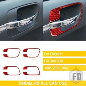 クライスラー 300 300C 2005 2006 2007 アクセサリーインテリアカーボンドア取手トリムステッカー - Red