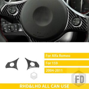 アルファロメオ 159 38292 アクセサリーカーボンカーインテリアステアリングホイールパネルステッカー - Steer wheel button3