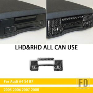 アウディ A4 S4 B7 2005 2006 2007 2008 アクセサリーカーボンインテリアリアアームレストカップホルダーカバートリムステッカー装飾 - Black Carbon