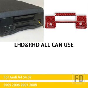 アウディ A4 S4 B7 2005 2006 2007 2008 アクセサリーカーボンインテリアリアアームレストカップホルダーカバートリムステッカー装飾 - Red Carbon