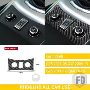 インフィニティ G35 2007-2008 G37 2008-2013 アクセサリーカーボン自動車インテリア中央制御パネルカバートリムステッカーセット - Black A