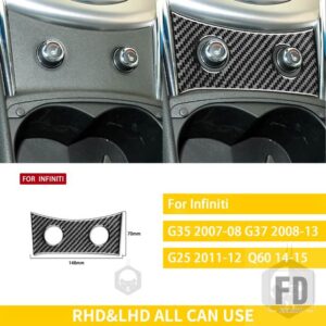 インフィニティ G35 2007-2008 G37 2008-2013 アクセサリーカーボン自動車インテリア中央制御パネルカバートリムステッカーセット - BLACK B