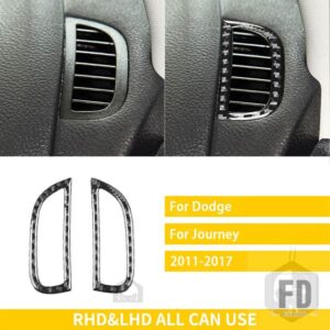 ダッジジャーニー 2011-2017 アクセサリーカーボン車内サイド曇り止めエアアウトレットフレームステッカー装飾 - Black