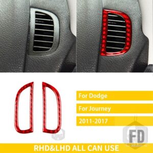 ダッジジャーニー 2011-2017 アクセサリーカーボン車内サイド曇り止めエアアウトレットフレームステッカー装飾 - Red
