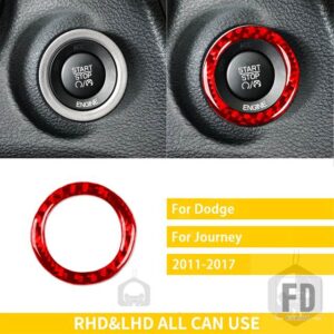 ダッジジャーニー 2011-17 アクセサリーカーボンインテリア LGNITION スイッチリングトリムステッカー - Red