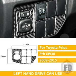 トヨタ プリウス 2010-2015 XW30 ZVW30 ZVW35 アクセサリーカーボンインテリアミラー制御ヘッドライトスイッチトリムステッカー - LHD Black