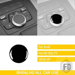 アウディ Q5 Q5L 年度 2018 以降アクセサリーカーボンインテリア自動マルチメディアノブトリムステッカー装飾 - Black plastic