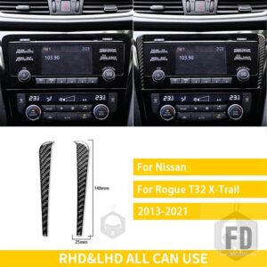 日産 エクストレイルローグ T32 2013-2021 アクセサリーカーボンインテリアカーナビゲーション画面サイドトリムステッカー装飾 - Black
