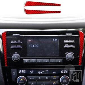 日産 エクストレイルローグ T32 2013-2021 アクセサリーカーボンインテリアカーナビゲーション画面サイドトリムステッカー装飾 - Red