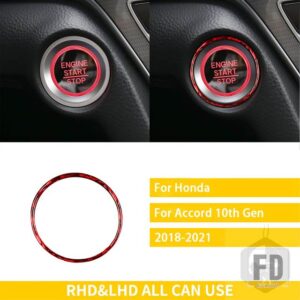 ホンダ アコード 10TH 世代 2018-21 アクセサリーカーボン車内 1 ボタンスターターリングステッカー装飾 - Red