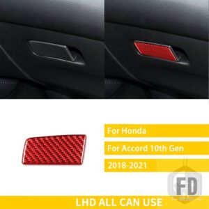 ホンダ アコード 10TH 世代 2018-21 アクセサリーカーボン車内グローブボックスハンドルトリムステッカー装飾 - Red LHD