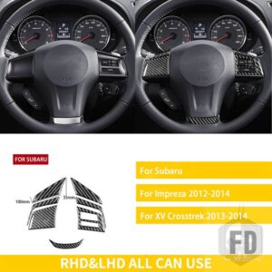 スバル インプレッサ 2012-2014/XV CROSSTREK 2013-2014 アクセサリーカーボンインテリアステアリングホイールセットトリムステッ - BLACK B