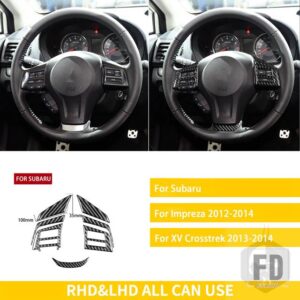 スバル インプレッサ 2012-2014/XV CROSSTREK 2013-2014 アクセサリーカーボンインテリアステアリングホイールセットトリムステッ - Black A